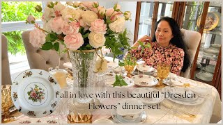 Setting the Table with Beautiful Vintage Kyoto Dinner Set Featuring Dresden Flowers