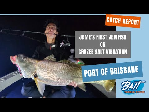 Jame's First Jewfish on Crazee Salt Vibration Lure.