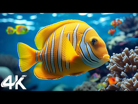 Under Red Sea 4K - Beautiful Coral Reef Fish in Aquarium, Sea Animals for Relaxation - 4K Video