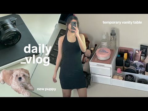 daily vlog ☁️ my temporary makeup table, mini clothing haul, new puppy