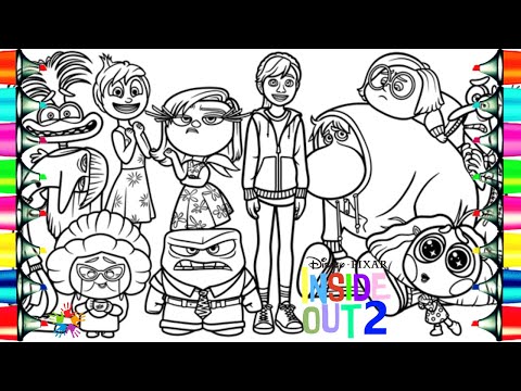 Inside Out 2 Coloring Pages / Riley Anxiety Envy Anger Disgust Ennui Joy Embarrassment Fear Sadness