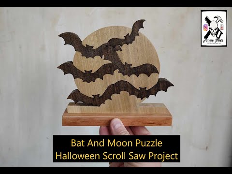 Bat And Moon Puzzle, Halloween Scroll Saw Project