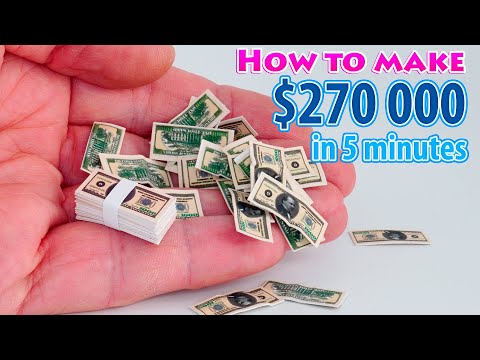 How to make 1000 Dollar Bills mini DIY dollhouse accessories - Tutorialbarbie hacks