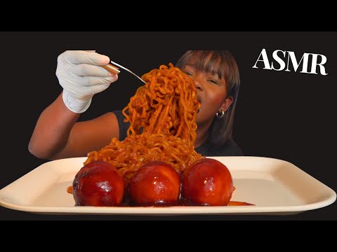 ASMR SPICY NOODLES & EGG MUKBANG / No reaction challenge (NO Talking) |Slurpy Sticky Eating Sounds