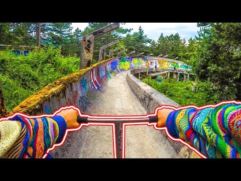 TOP SPEED SCOOTER ON ABANDONED BOBSLED TRACK *40 MPH*