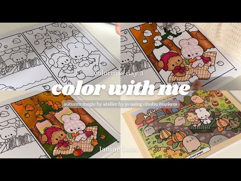 color with me (ASMR-y) autumn magic by atelier by jo using ohuhu markers | coloring | colormas day 3