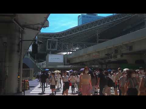 JR大阪駅前の横断歩道（地上から）[4k]