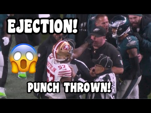 Dre Greenlaw EJECTED for THROWING PUNCH at Eagles Security! 😱👀 Eagles Vs 49ers 2023 highlights