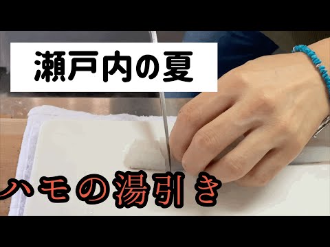 瀬戸内の夏の風物詩、鱧料理、骨切りの動画です