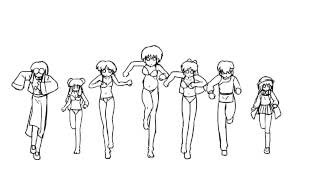 Ranma ½: Ranma's Declaration Of Motherhood - Group running animation test