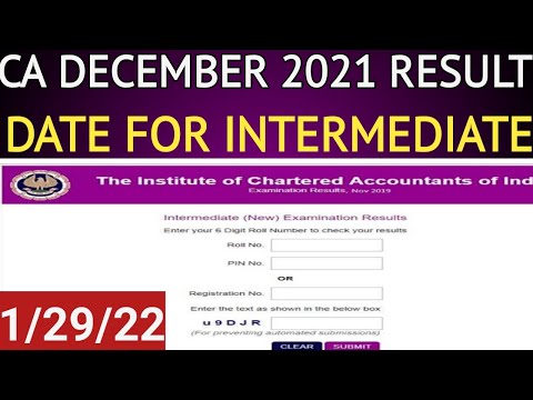 |CA December 2021 Result Date| CA Intermediate Students| Result Date|