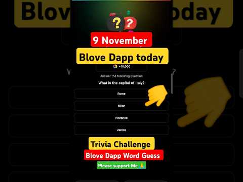 9 November Blove Dapp Daily Word Guess today & trivia challenge #blovedapp #wordguess #cryptomews