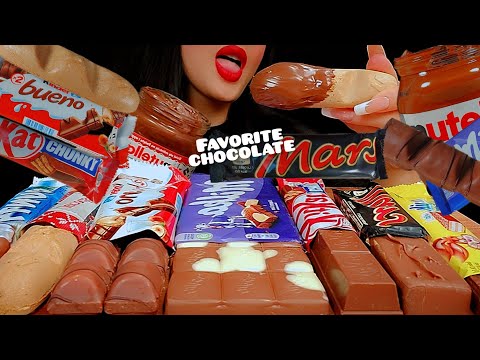 🍫asmr chocolate bars👅whit Nutella and milk|먹방 초콜릿|Nutella B-ready, Mars,kinderbueno,KitKat,Milka 🍫🐾