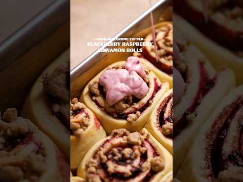 Soft & gooey blackberry raspberry cinnamon rolls!