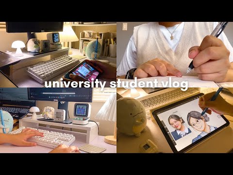 uni vlog 🛋 surviving midterms, drawing IVE yujin, unboxing skincare from wishtrend, resin keycaps