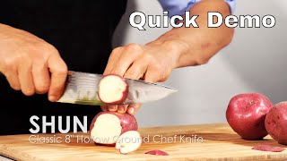 The Shun Classic 8 Inch Hollow Ground Chef Knife - Quick Demo