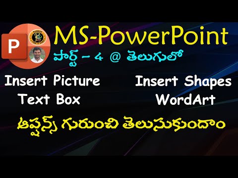 Insert picture, Shapes, Text Box & WordArt Options in Telugu ||MS PowerPoint||By K. Ramesh