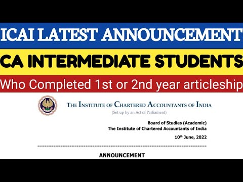 |ICAI OFFICIAL ANNOUNCEMENT | CA Intermediate Students | ICAI Latest Announcement |