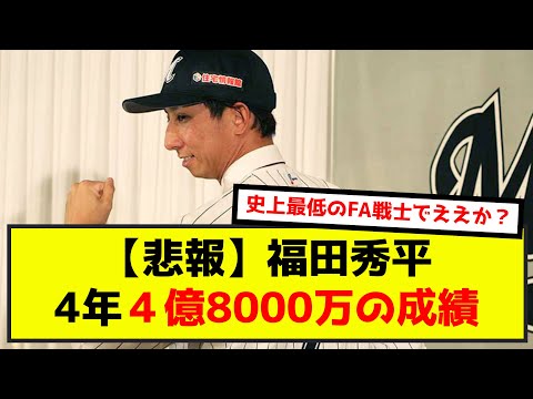 【悲報】福田秀平、4年４億8000万の成績が悲惨すぎた（なんj.2ch.5chまとめ）