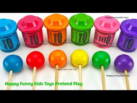 Learn Colors with Play Doh Lollipop and Puppy Molds Surprise Toys Kinder Surprise Eggs