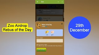 Zoo Rebus of the Day | Zoo Airdrop Rebus of the Day 29 December | Rebus of the Day Zoo