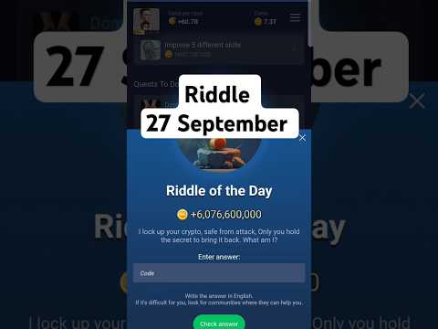 X Empire riddle of the day today | 27 September | Musk empire riddle| X empire riddle