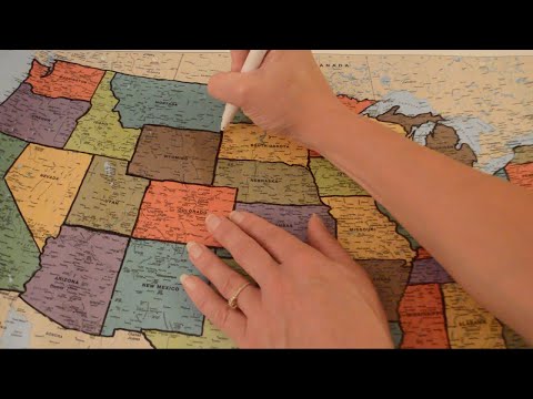 Asmr - Tracing a Map of The United States with State Facts - Softly Spoken