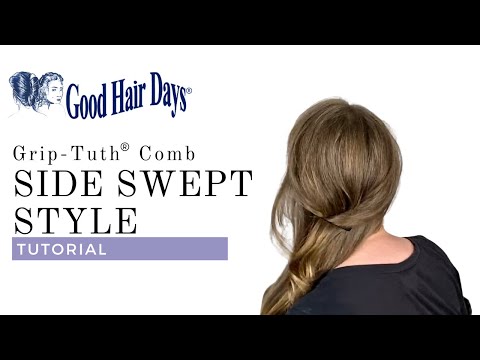 Romantic Side Swept Hairstyle Tutorial using a Grip-Tuth Comb. Celebrity Inspired Long Hair Idea.