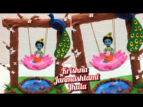 Diy Krishna janmashtami jhula Making With Clay 🎉💕🎊 jai Shree Krishna 🙏🙏 Krishna ji jhula🥰💕