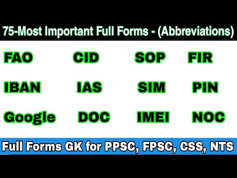 Most Important Full Forms | Commonly Used Full Forms/Abbreviations | Full Forms Important Words