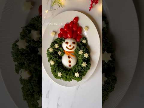 Burrata Snowman Inspiration Ideas for Christmas🎄 How to make A Snowman Burrata salad ⛄️#shortvideo