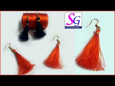 how to make Silk Thread Tassel Ear rings || Tassel Earrings