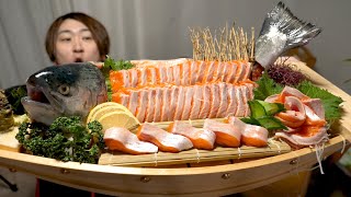 【Everyone's Dream】 I made a Sushi boat using a top quality salmon!