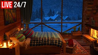 🔴 Deep Sleep with Blizzard and Fireplace Sounds | Cozy Winter Ambience and Howling Wind - Live 24/7