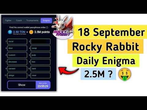 rocky rabbit new enigma 18 september | rocky rabbit daily combo today | rocky rabbit passpharse