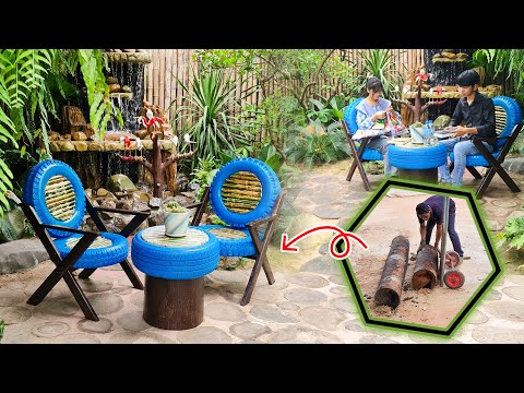 Turn Trashes to Treasure Recycling Broken Tires to Nice Chairs and Table