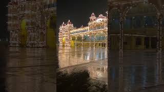 Enchanting Mysore Palace under the rain, with soulful instrumental melodies.🌧️🎻 #MysorePalace #India