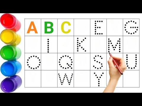 Alphabet, ABC song, Kids rhymes, ABCD, A to Z, collection for writing along dotted lines for toddler