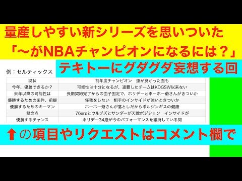 新シリーズ「〜がNBAチャンピオンになるには？」NBA2024〜25