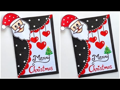 DIY Christmas greeting card 2023 / Christmas card making ideas handmade / Santa claus card