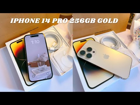 NEW iPhone 14 Pro GOLD 256GB 🇲🇾🍎📦 AESTHETIC unboxing ✨+ Set Up + Camera Test 📷 iPhone 14 Pro 开箱