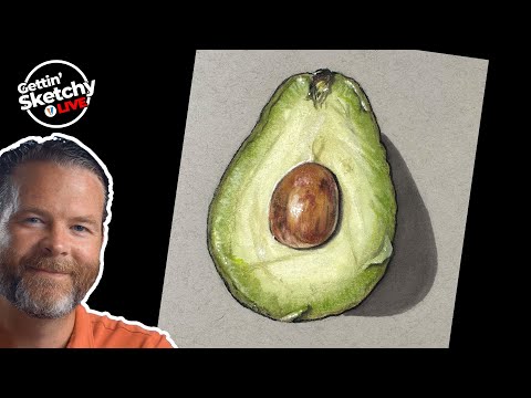 Realistic Drawing with Mixed Media - Avocado - Gettin' Sketchy Live