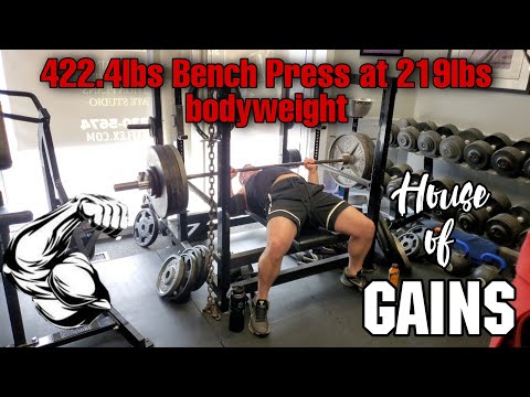 422.4lbs Bench Press at 219lbs bodyweight, New PR! 🔥