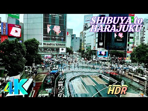 【4K HDR Japan Walk】Tokyo Rain Walk - Shibuya to Harajuku via Omotesando • ASMR • (渋谷-原宿 雨の散歩) 🌧🇯🇵