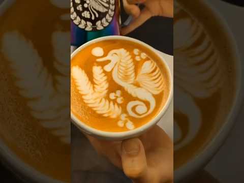 Latte art sea horse 🐎 #shorts #latteart