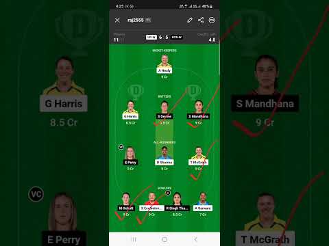 UP-W vs RCB-W Dream11|UP-W vs RCB-W Dream11 Prediction|UP-W vs RCB-W Dream11 Team| #shorts