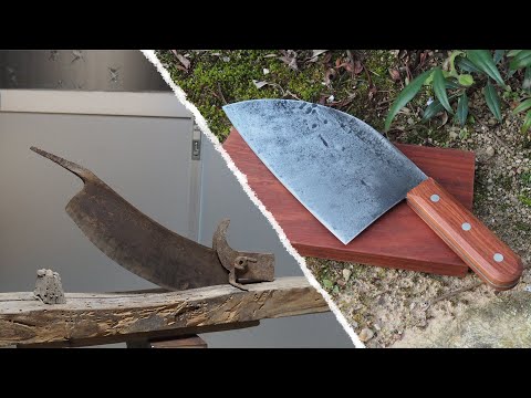 数十年前の農具がアウトドアナイフに生まれ変わる。/ Making a Kitchen Cleaver Knife from a Old Farm tools.