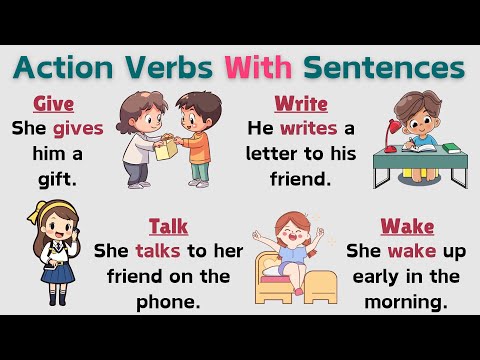 Learn 50 Plus Action Verbs With Sentences #englishforkids