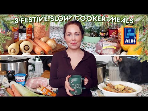 3 FESTIVE SLOW COOKER MEALS FOR UNDER £20 FROM ALDI | Christmas Slow Cooker Meals Dump & Go