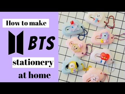 DIY Homemade BTS Stationery 💜 / BTS Stationery at home / how to make bts Stationery